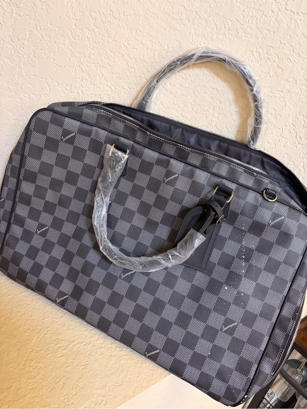 Men's Gray Checkered Garment Bag